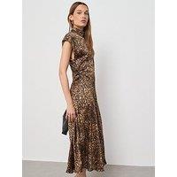 Mango Leopard Print Satin Dress