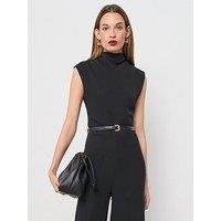 Mango Jumpsuit With Draped Neck And Belt
