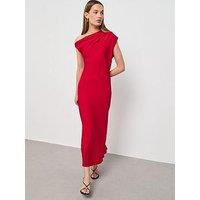 Mango A-Line Dress With Asymmetrical Neckline - Red