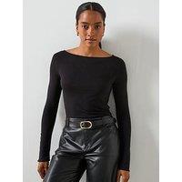 Mango Boat Neck T-Shirt - Black