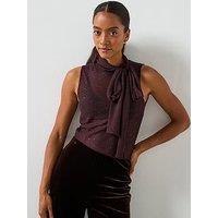 Mango Shiny Top With Bow Detail - Brown