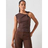 Mango Top With Asymmetrical Neckline And Metallic Detail