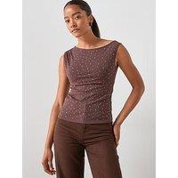 Mango Asymmetrical Top With Rhinestones