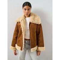 Mango Shearling And Suede-Effect Jacket - Brown