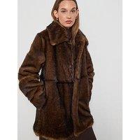 Mango Faux Fur Coat With Shirt Collar