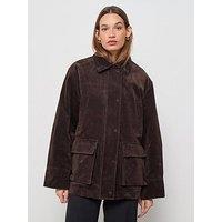 Mango Velvet Finish Parka With Faux Fur Collar