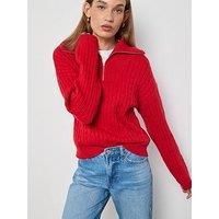 Mango Quarter Zip Jumper - Red