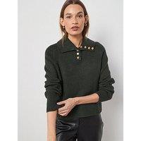 Mango Ribbed Polo Neck Sweater With Buttons