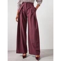 Mango Pleated Wide Leg Trousers - Purple