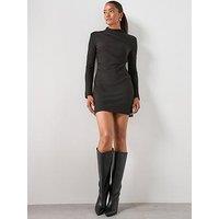Mango Ruched Mini Dress - Black
