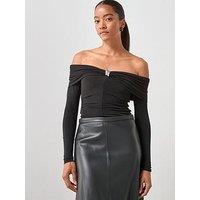 Mango Bardot Top - Black