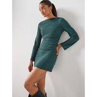 Mango Boat Neck Ruched Dress