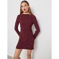Mango Boat Neck Ruched Dress