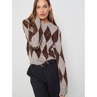 Mango Diamond Patterned Knitted Sweater