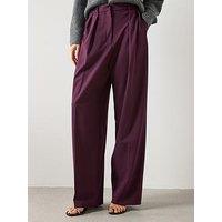 Mango Tailored Wide Leg Trousers - Burgundy