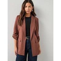 The Very Collection Jersey Button Tab Blazer - Brown