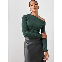 Mango Long Sleeve T-Shirt With Asymmetric Neckline - Green