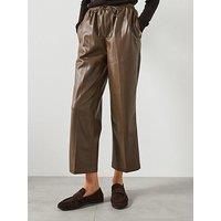 Mango Leather Effect Elastic Waist Trousers - Grey
