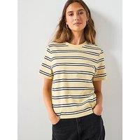 Mango Striped Cotton T-Shirt - Yellow