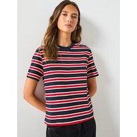 Mango Striped Cotton T-Shirt - Navy
