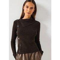 Mango Sweater With Asymmetrical Neck And Buttons - Brown