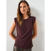 Mango Ruched Blouse With Shoulder Pads - Brown