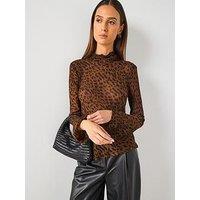 Mango Leopard Print Blouse With Scarf - Black