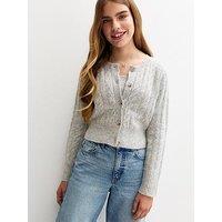 New Look 915 Girls Cable Knit Cardigan - Grey