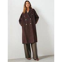 Mango Handmade Oversized Wool Coat - Brown