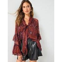 Mango Paisley Print Blouse - Red