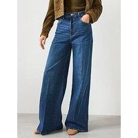 Mango Elise High Waisted Wide Leg Jeans - Blue
