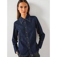 Mango Denim Shirt With Seams - Blue