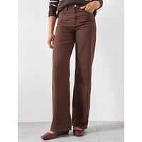 Mango Danila Wide Leg High Rise Jeans - Brown
