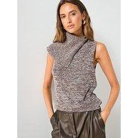 Mango Waistcoat With Mottled Wrap Collar - Beige