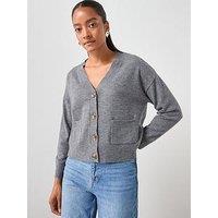 Mango V-Neck Cardigan With Pockets - Grey