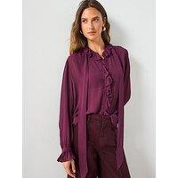 Mango Ruffled Blouse With Scarf - Red