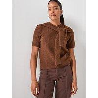 Mango Combined Short Sleeve Jumper- Brown