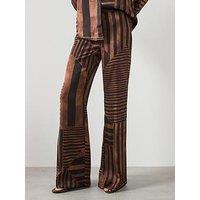 Mango Satin Striped Trousers - Brown
