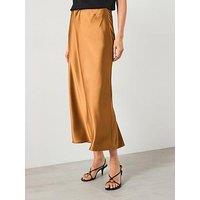Mango Midi Satin Skirt - Brown