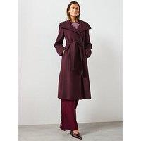Mango Wool Coat With Belt - Purple