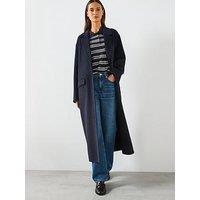 Mango Wool Overcoat - Navy