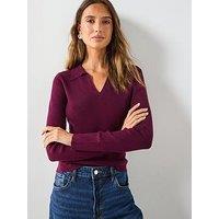 Mango Long Sleeved Polo Collar Sweater - Purple