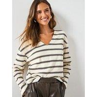 Mango Striped Cotton Blend Sweatshirt - Cream