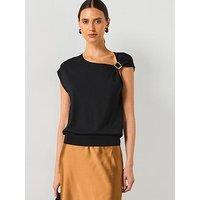 Mango Short Sleeved Sweater With Metallic Detail - Black