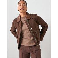 Mango Denim Parka With Leather Effect Collar - Brown