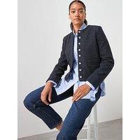 Mango Boucle Silver Button Jacket - Navy