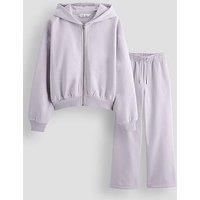 The Very Collection Girls Set With Zip Up Hoodie & Wide Leg Trousers - Purple