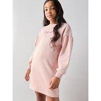 The Very Collection Girls Sweater Dress With Slogan - Pink