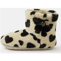 Accessorize Fluffy Heart Print Slipper Boots - Multi
