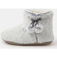Accessorize Super Soft Pom Pom Slipper Boots - Grey